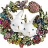 NewZenro Vintage Rabbit Rhinestone Wreath Brooch Lapel Pins For Women Girls Fashion Crystal Bunny Animal Bff Brooches Pin Dainty Cute Easter Day Party Friendship Clothes Accessory Jewelry Christmas Birthday Online