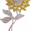 XUZHAN Brooch Pins Gold Sunflower Rhinestone Crystal Brooch Pins For Women Fashion Jewelry Clearance