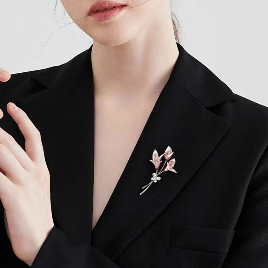 Aishgjia Aishgjia Girls Women Gold Lily Brooch Pin Elegant Flower Rhinestone Lapel Pin For Coats Jackets Sweaters Accessories Jewelry Christmas Online