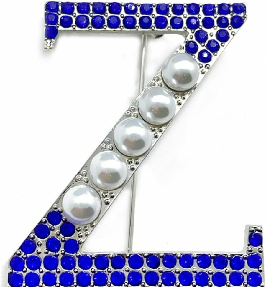 Youngsome Exquisite Imitation Pearl Z Letter Label Metal Brooch Zeta Phi Zpb Sorority Society Symbol Jewelry Pin Hot