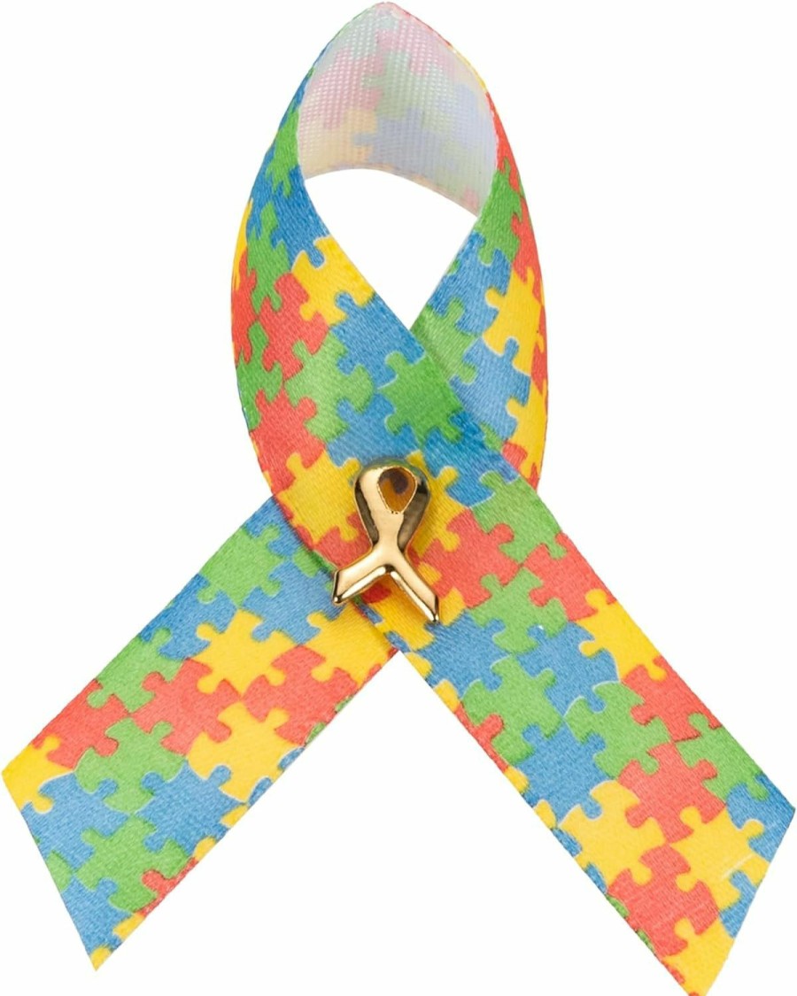 Fundraising For A Cause 25 Pack Autism Awareness Satin Ribbon Pins (25 Pins) Online