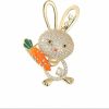 NewZenro Cute Love Rabbit Crystal Small Brooch Lapel Pins For Women Teen Girls Fashion Sparkly Rhinestone Bunny Animal Brooches Pin Dress Suit Hat Bag Ceremony Clothes Accessories Easter Jewelry Gift For Daughter Best