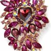 BriLove Brilove Women'S Stunning Crystal Rhinestone Marquise Cluster Heart Shaped Leaf Brooch Pin For Wedding Party Prom Hot