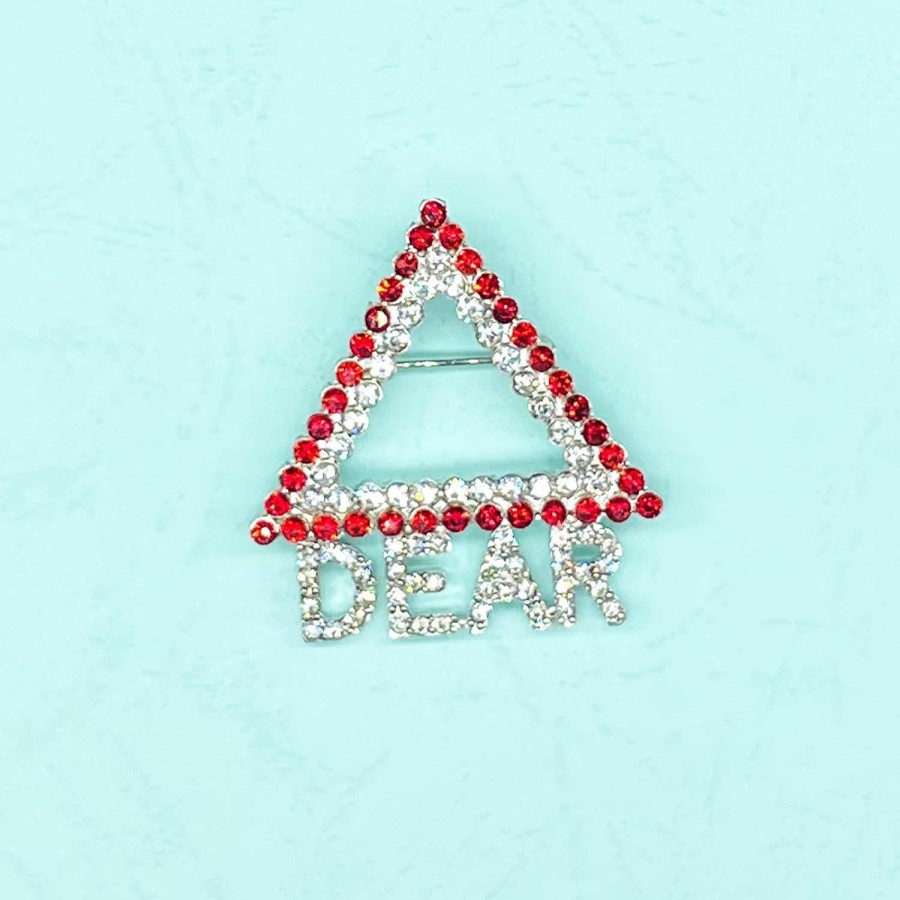 Generic Greek Sorority Gift Dear Red Rhinestone Brooch Pin For Women 1913 Sisterhood Gift Sorority Paraphernalia Jewelry Wholesale