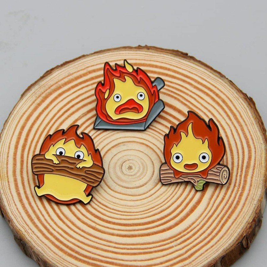 UKSKS Calcifer Anime Pins For Backpacks Aesthetic,Funny Fire Demon Enamel Pins Set For Hats,Cute Cool Cartoon Brooches Pins For Jackets Online