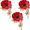 Jipaziy 3Pcs Enamel Pins Red Crystal Flowers Poppy Brooches For Womens Broaches Or Pins Poppy Gifts Remember Memorial Day Gifts Hot