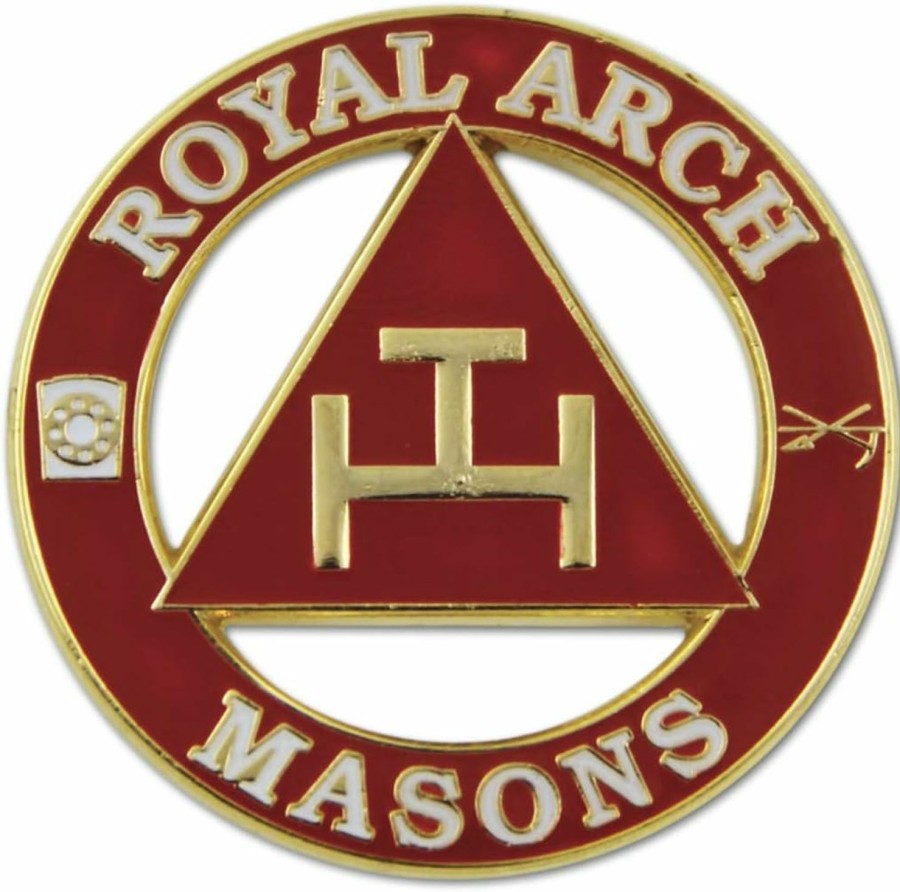 The Masonic Exchange Royal Arch Masons Round Masonic Lapel Pin - [Red & Gold][1 1/4'' Diameter] New