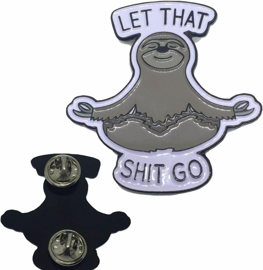 Stickeroonie Stickeroonie Sloth Enamel Pins Let That Shit Go Cute Pins Backpack Pins Hat Pins Clothing Pins Jean Pins Enamel Pins For Jackets Enamel Pin Backs Enamel Lapel Pins 1.4 Inches Funny Pins Online