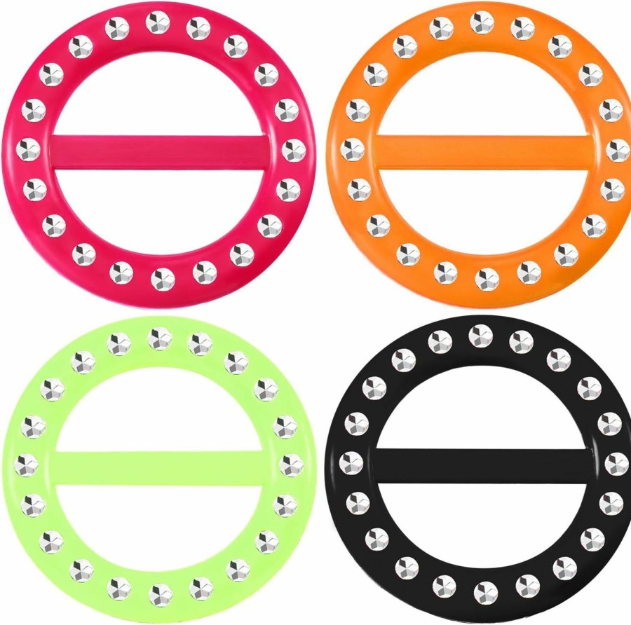 HESTYA Hestya 4 Pieces Shirt Clips Scarf Ring Plastic Fashion T Shirt Clips For Hat Decoration Women Fashion Round Circle Clip Buckle Clothing 80S Accessories, Assorted Colors New