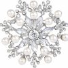 EVER FAITH Ever Faith Women'S Wedding Corsage Clear Crystal Simulated Pearl Elegant Flower Leaf Brooch For Women, Bride Wholesale