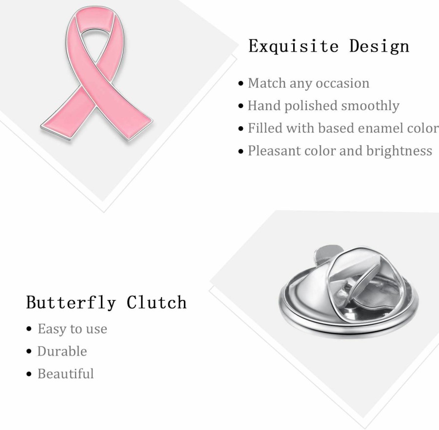 WILLBOND Pink Ribbon Lapel Pin Breast Cancer Awareness Brooch Hope Ribbon Breastpin For Women Girls Online