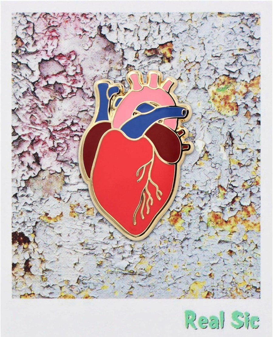 Real Sic Real Sic Anatomical Heart Pin - Realistic, Scientific Heart Enamel Pin - Lapel Pin For Valentine'S Day, Medical Pinning Ceremony On Backpacks, Hats, Bags, Jackets & Tops Hot