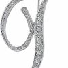 ETHOON Letter Brooch Pins Initial Rhinestone Brooch For Women Crafts Silvery A-Z Clearance