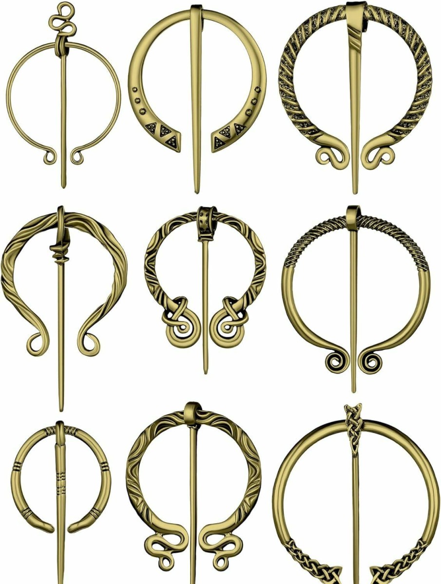 Sasylvia Sasylvia 9 Pcs Medieval Cloak Pin Vintage Viking Brooch Celtic Shawl Scarf Cloak Clasp For Women Clothes Costume Accessory Best