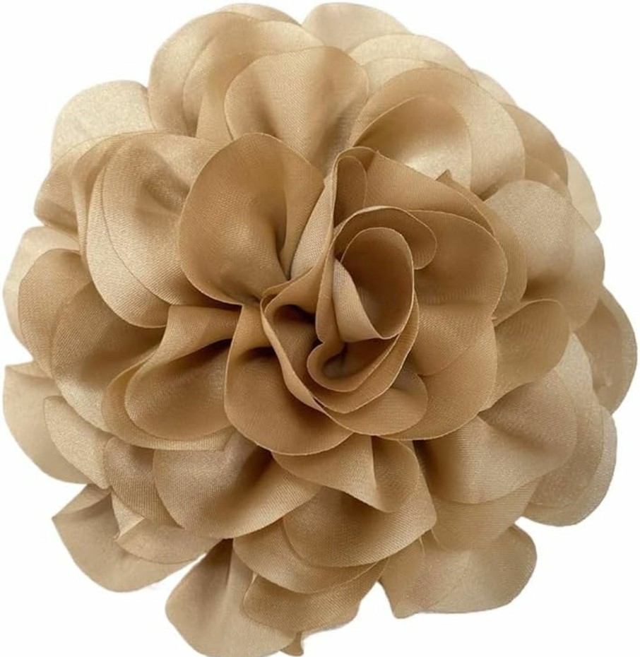 NewZenro Dainty Camellia Flower Large Brooch Lapel Pins Delicate Elegant Handmade Big Fabric Rose Flower Brooches Pin Classic For Wedding Party Dance Banquet For Women Dress Suit Ceremony Clothes Accessories Jewelrygifts 130Mm Clearance