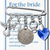 JRYFAC Something Blue For Bride Wedding Gift Pin Bride Bouquet Charm Pin Lucky Sixpence Coin For Bride From Dad Online