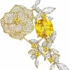 LRZK Lrzk Yellow Rose Flower Broches Jewelry For Women Fashion Vintage Rhinestone Crystal Brooch Pins Best