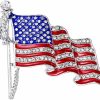 ulricar American Flag Brooches American Flag Pin, American Flag Lapel Pins, Waving Usa Flag Pins, Sparkling Rhinestone Brooch Pins For Women Hats Backpacks Clothes,Patriotic Badge Us Lapel Pins For Men Wholesale