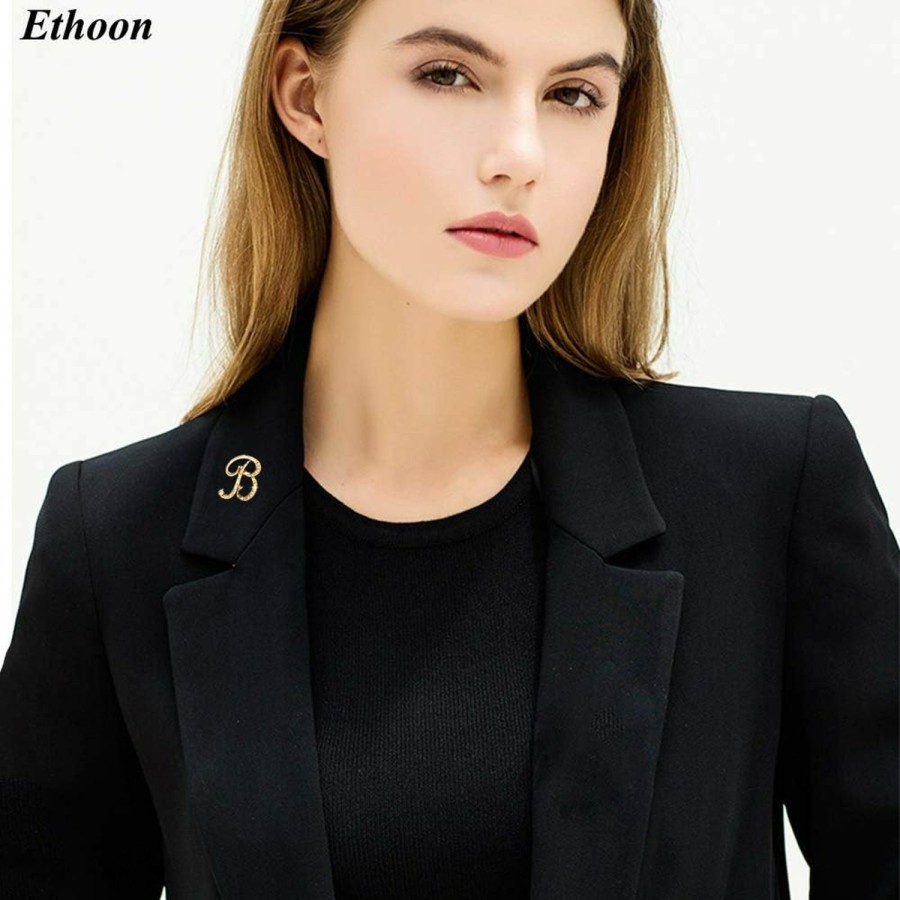 ETHOON Initial Letter Brooch Pin Small Lapel Pin Tie Tack Name Personalized Gifts For Girls Women Men Boy Gold A-Z Wholesale