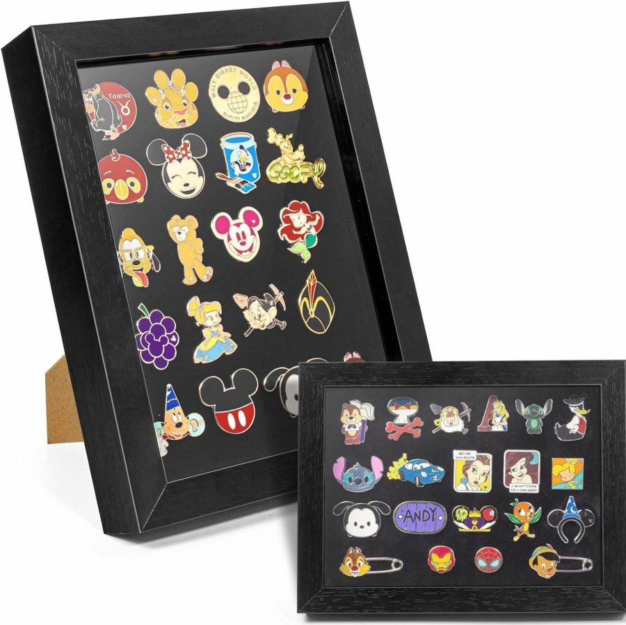 tutata Enamel Pin Display Frame, 7X9 Shadow Box For Wall And Tabletop Display, Pin Collection Display, Pin Holder For Disney Pins, Black Hot