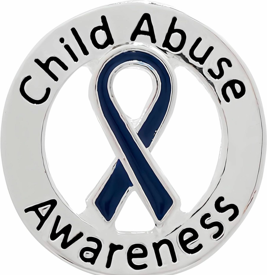 Fundraising For A Cause Fundraising For A Cause Child Abuse Awareness - Dark Blue Ribbon Round Pin Best