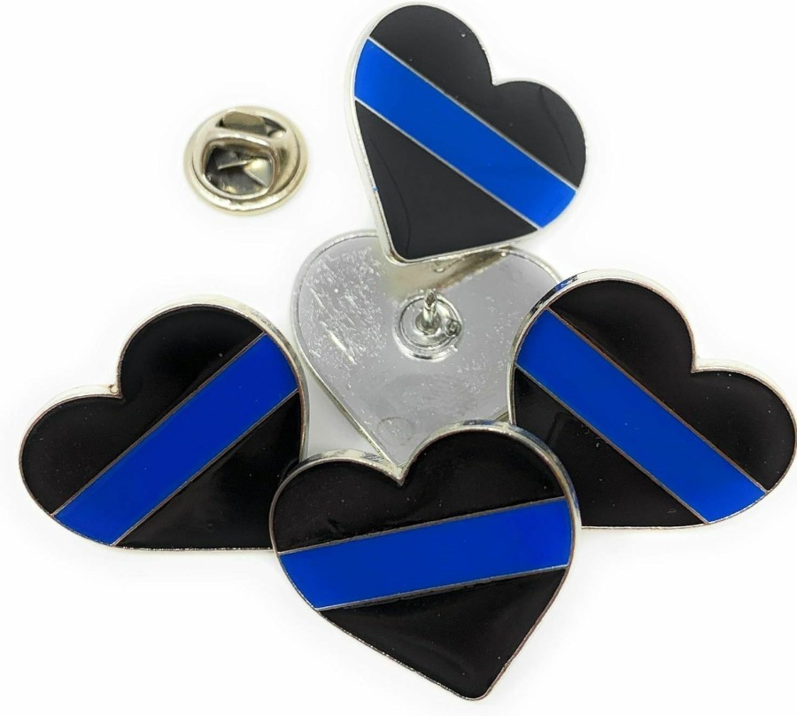 Funiverse Funiverse Bulk 20 Pack Thin Blue Line Heart Police Appreciation Lapel Tie Pin New