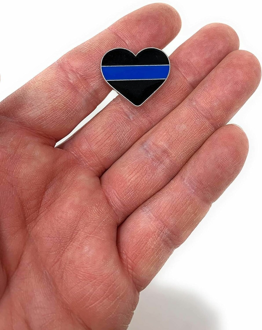 Funiverse Funiverse Bulk 20 Pack Thin Blue Line Heart Police Appreciation Lapel Tie Pin New