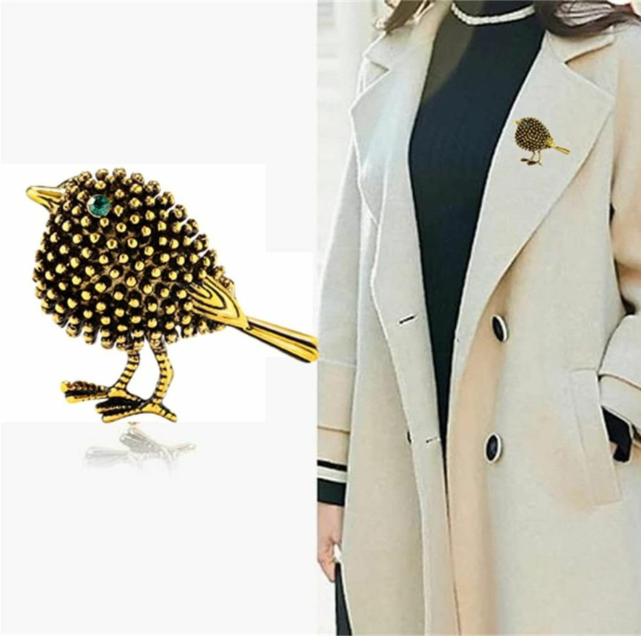 GUMEGE Retro Sparrow Bird Brooch Pin For Girl Women Fashion Cute Animal Corsage Lapel Pin For Dresses Suits Clothing Jewelry Accessories Clearance