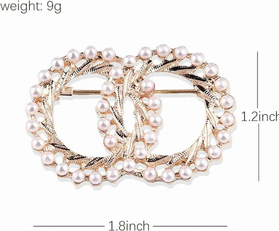 ROFARSO Rofarso Round Brooch Pin For Women Girl Faux Pearl Lapel Pin For Wedding Party Ball Clearance