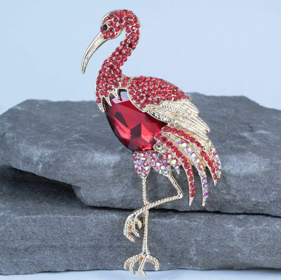 Janefashions Janefashions 4-Inch Flamingo Hot Pink Austrian Rhinestone Crystal Brooch Pin Animals Gift Boxed B1615Hp Hot