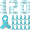 Alodidae 120 Pieces Teal Ribbon Awareness Pins Ovarian Cervical Cancer Awareness Pin Sexual Assault Awareness Products New