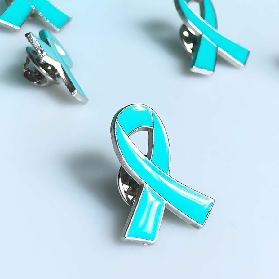 Alodidae 120 Pieces Teal Ribbon Awareness Pins Ovarian Cervical Cancer Awareness Pin Sexual Assault Awareness Products New