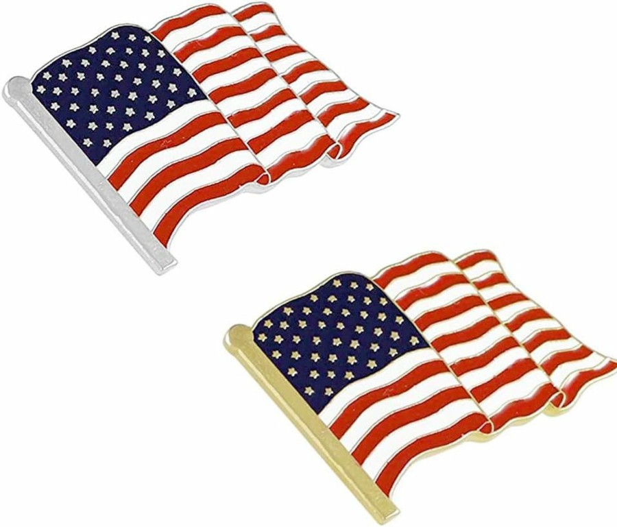 ROSTIVO Rostivo American Flag Pin Lapel Enamel Pins For Backpacks Hat Waving Flag Brooch Pin Badge For Men Women Boys Girls(2Pack) Best