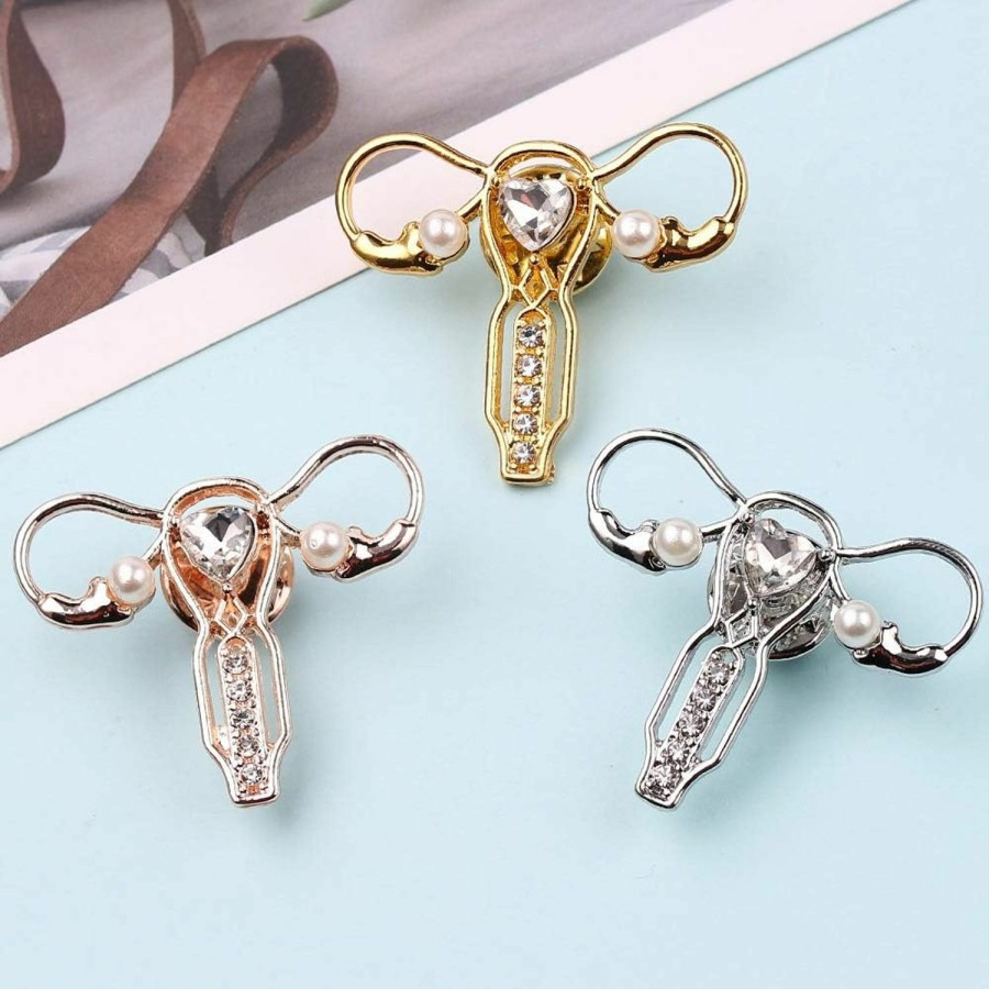 RTY 3 Pics Personality Human Body Organ Uterus Rhinestones Brooch Pin Doctor Nurse Clothing Jacket Jewery Gift Online