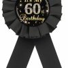 ROSTYAKZ It'S My 60Th Birthday Tinplate Badge Pin, Gold Diamond Happy 60Th Birthday Button Pin, 60 & Fabulous Birthday Black Rosette Award Ribbon Pin For Women, Brooch Buttons For Sixty Years Old Birthday Party Decoration Best