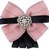 FASELE Fasele Pearl Bow Brooch Pre Tied Neck Tie Brooch Pin Clip Ribbon Plaid Bow Tie For Women Wedding Party Best