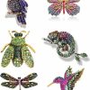 smile wood 6 Pcs Women Brooches Bulk Set Rhinestone Colorful Animal Pin Crystal Vintage With Butterfly Owl Hummingbird Chameleon Dragonfly Brooch Pin Animal Shape Brooch Pins For Women Girls Clearance