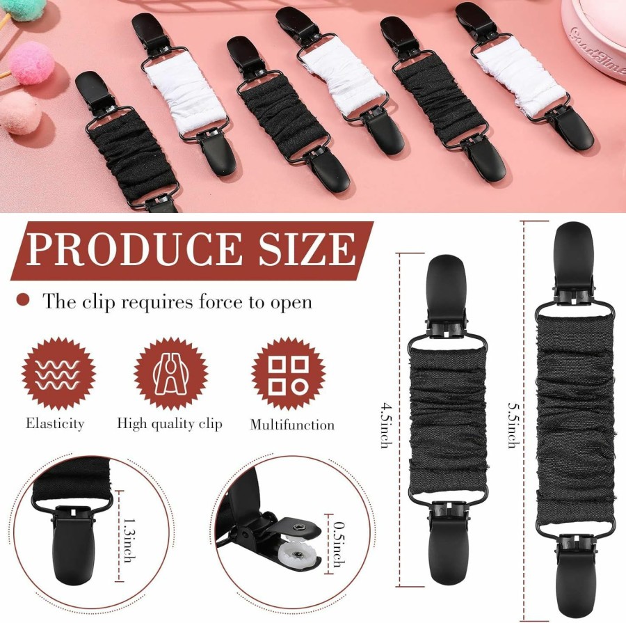 Zhanmai 6 Pieces Clothes Clips For Dresses Black Cinch Clips Dress Clips Cardigan Clips Elastic Glove Clips Clothes Tightening Clip For Toddler Kids Women Men Wholesale