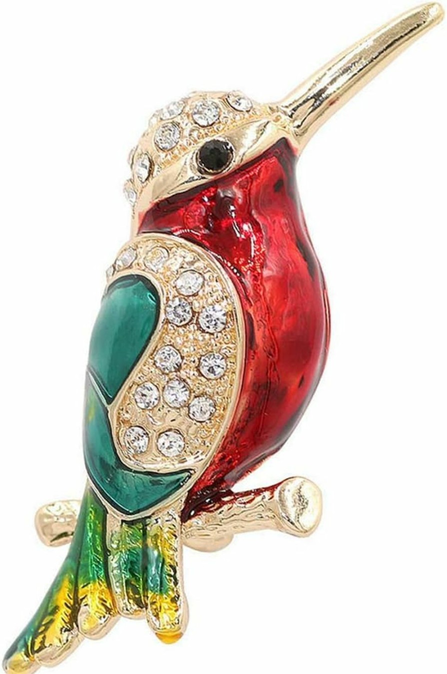 SELOVO Selovo Antique Tone Bird Hummingbird Multi Color Austrian Crystal Pin Brooch Jewelry Hot