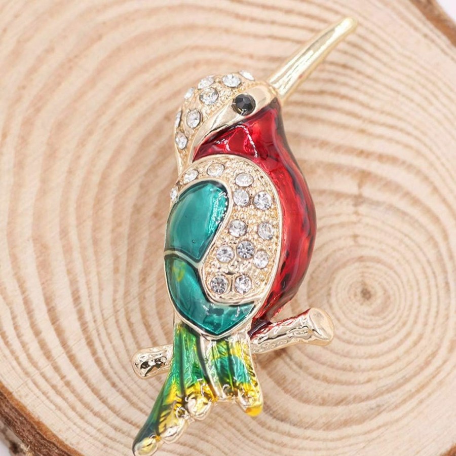 SELOVO Selovo Antique Tone Bird Hummingbird Multi Color Austrian Crystal Pin Brooch Jewelry Hot