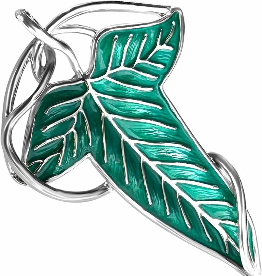 bahamut Bahamut Christmas Elegant Elven Green Tree Leaf Enamel Pins Brooch For Women Men Suit Pendant Necklace,Cloak Clasp Brooches Cosplay Jewelry Online