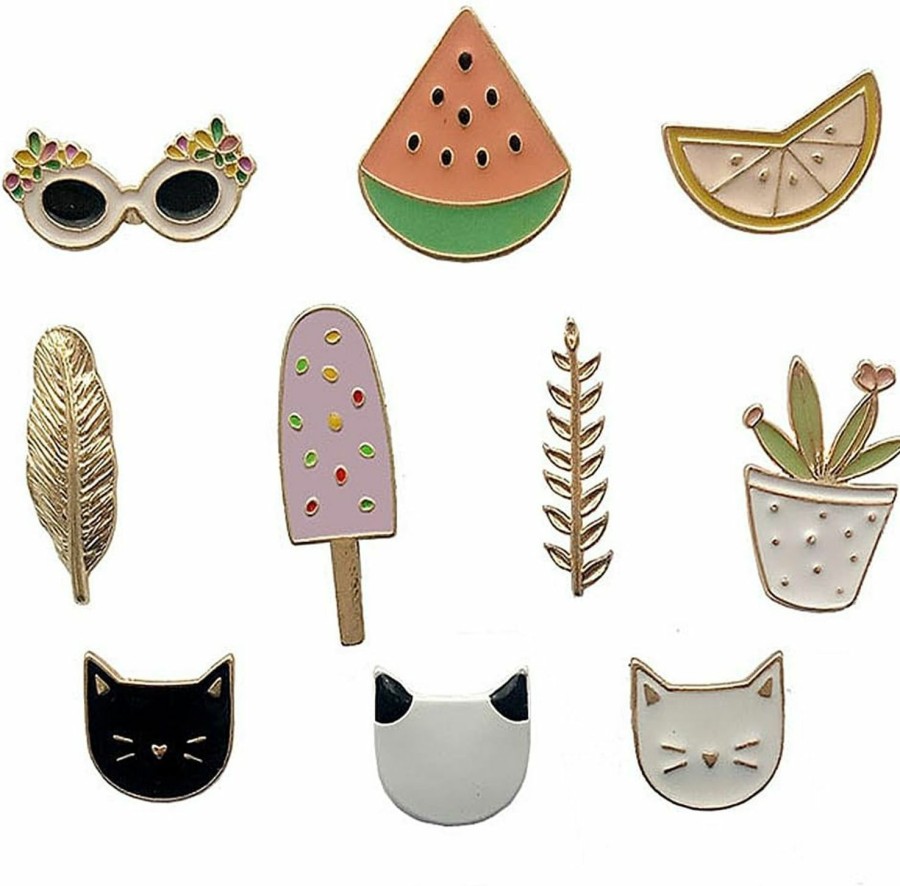 FLYPARTY Cute Enamel Lapel Pins Set Cartoon Animal Plant Floral Fruits Foods Brooches Pin Badges For Clothing Bags Backpacks Jackets Hat Diy Hot