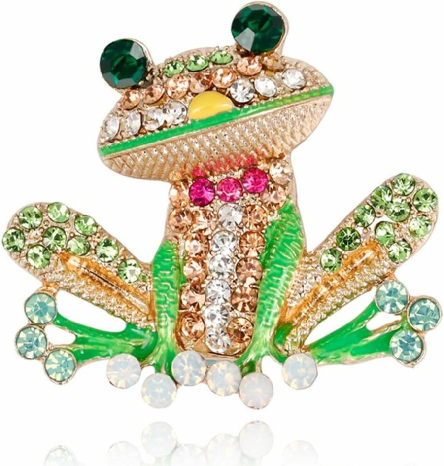 Comelyjewel Comelyjewel Frog Brooch Pins For Women Men, Enamel Rhinestone Colorful Best