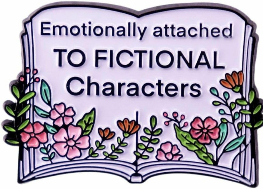 Ficsowy Ficsowy Book Lover Enamel Pin, Character Brooch, Emotionally Attached Fictional Characters Best