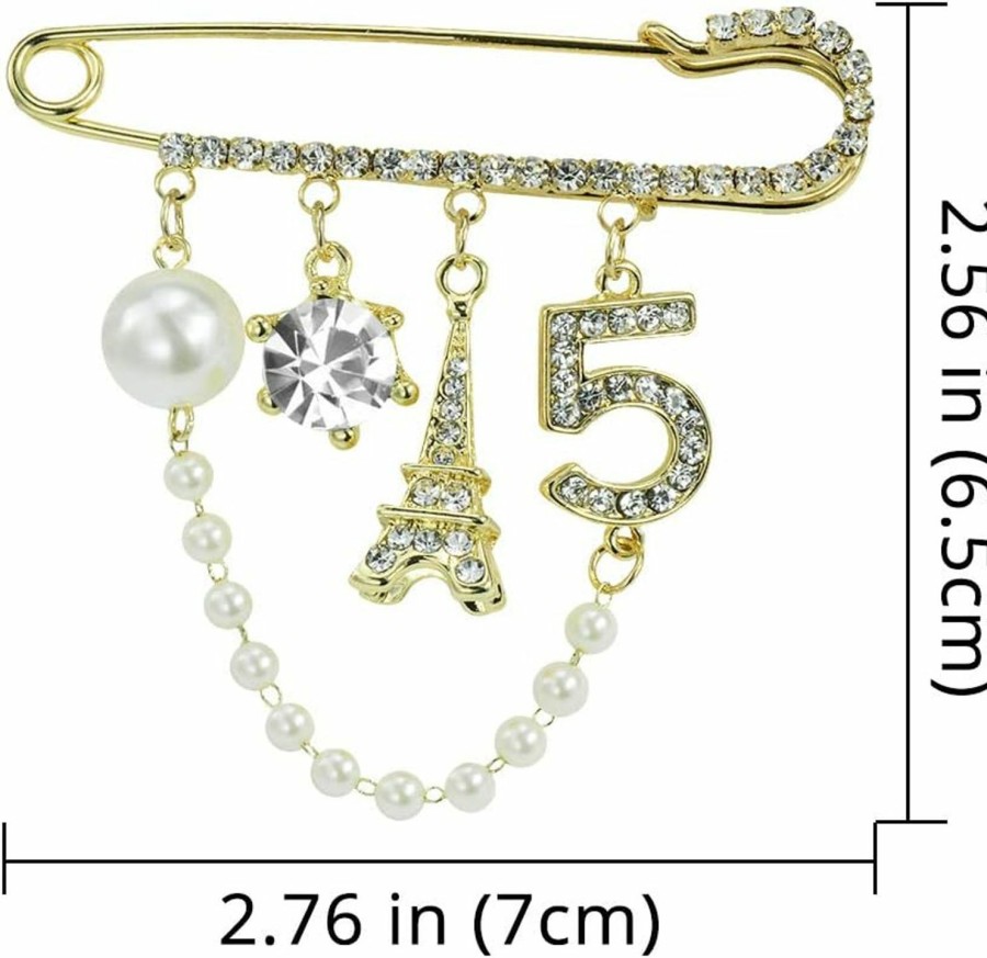 Mamfous Mamfous Vintage Crown Number 5 Lapel Pins And Brooches For Women Rhinestone Jewelry With Simulated Pearl Best