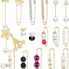 MTLEE 17 Pieces Pearl Brooch Pins Sweater Shawl Clips Faux Pearl Rhinestones Collar Safety Pin For Women Girls Clothing Dresses Decoration Accessories Online