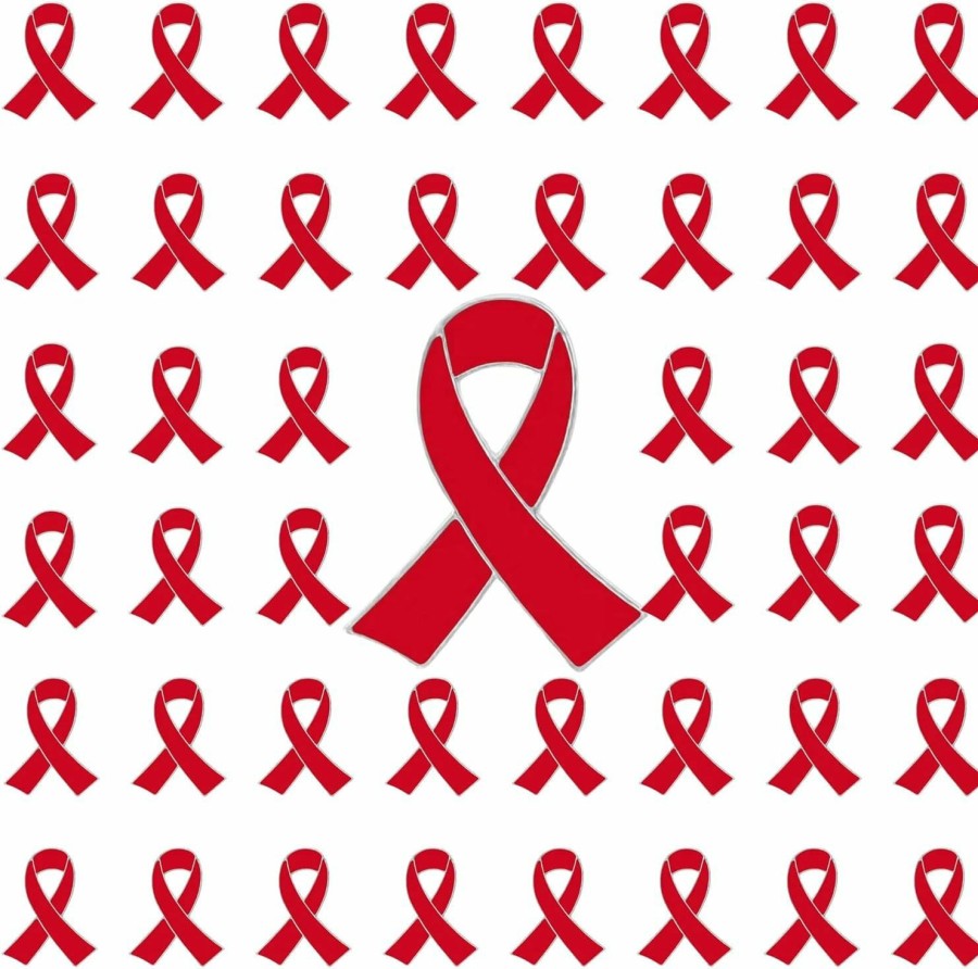 Joixy 25Pcs Red Ribbon Pin Lapel In Bulk For Hiv Aids Awareness, Drug Prevention, Heart Disease, Red Ribbon Pins Enamel Badges For Men Women Doctors Hot