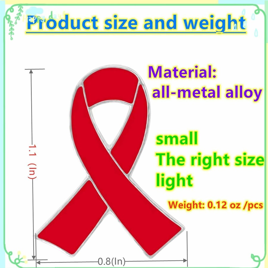 Joixy 25Pcs Red Ribbon Pin Lapel In Bulk For Hiv Aids Awareness, Drug Prevention, Heart Disease, Red Ribbon Pins Enamel Badges For Men Women Doctors Hot