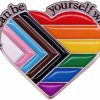 GYCQRS You Can Be Yourself With Me Enamel Pin Rainbow Heart Brooch Safe Space Trans Flag Lgbt Pride Gay Badge Pins For Backpacks Accessories Jewelry Gift Best