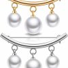 WILLBOND 2 Pieces Artificial Pearl Brooch Pins Anti-Exposure Neckline Safety Pins Faux Pearl Sweater Shawl Clips For Women Girls Wedding Party Decorations (Gold And Silver) Online